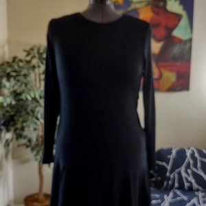 JustFab Cashmere (like) Black Drop Waist Sweater Dress